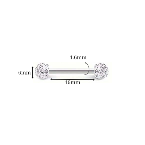 Khuyên lưỡi đầu bi đính đá lấp lánh với 3 màu NEW