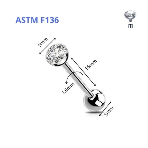 Khuyên lưỡi mặt đá (Titanium)