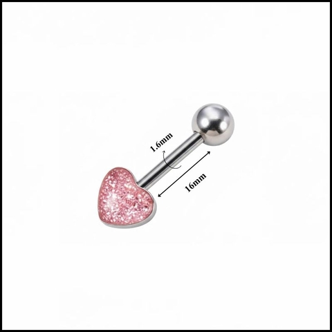 Khuyên lưỡi trái tim kim tuyến 1.6*16*5/7mm / Thép không gỉ