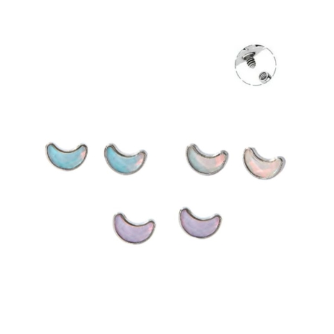 Khuyên tai mặt trăng đá opal - Titan - 2 màu -1.2*8mm
