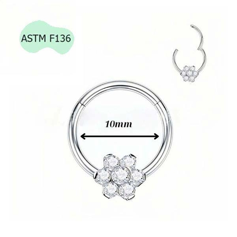 Khuyên Daith hình bông hoa Titanium - Có 2 size