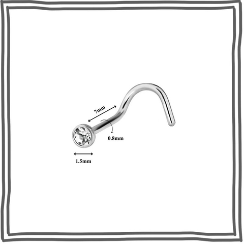 Khuyên mũi cong đính hạt - Titanium có 2 size đá