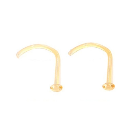 Khuyên mũi giấu lỗ thủy tinh xoắn màu da