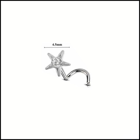 Titanium / Khuyên mũi xoắn ngôi sao 0.8*7mm