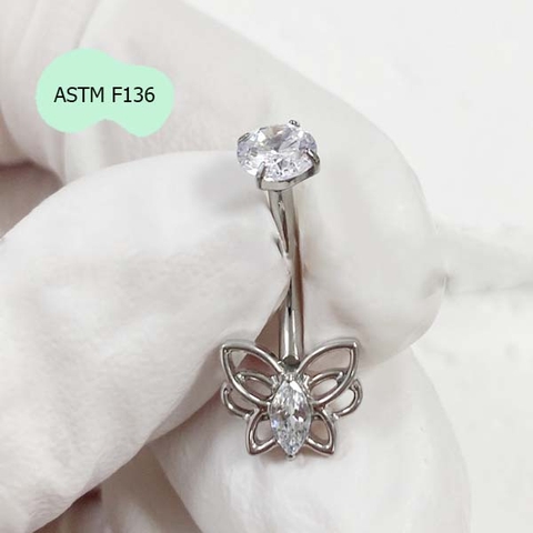 Khuyên rốn hình con bướm - Titanium - 1.6*10mm