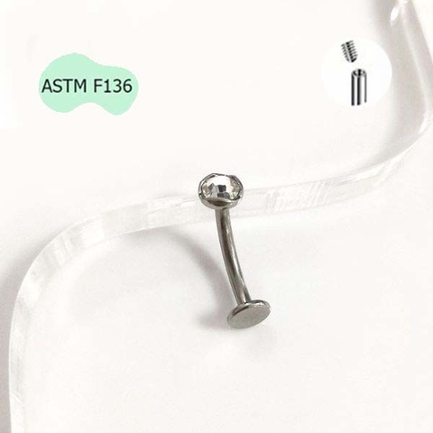 Khuyên rốn đẹp đính đá trắng - TITAN - Có 2 size