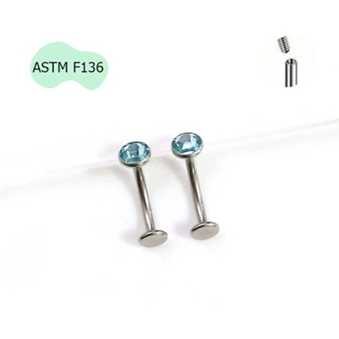Khuyên rốn nổi Titanium đá xanh - Có 2 size