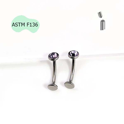 Khuyên rốn Titan mặt đá tím  - Có 2 size