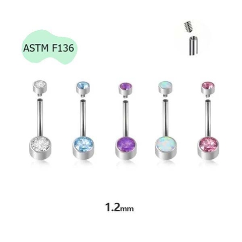 Khuyên rốn titanium mặt đá lấp lánh - Có 5 màu