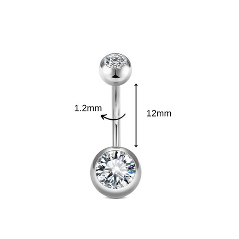 Khuyên rốn cơ bản đính đá - Thép không gỉ 316L