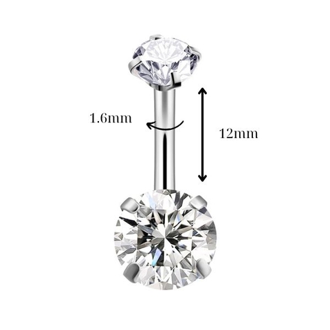 Khuyên rốn đá tròn - SILVER