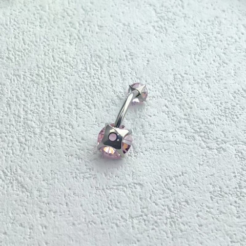 Khuyên rốn mặt đá hoa hồng Titan (phù hợp cho da nhạy cảm) - 3 màu
