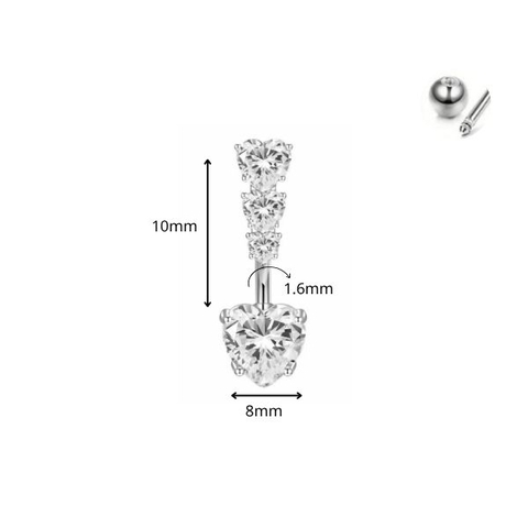 Khuyên rốn - Mặt khuyên + chốt vặn hình trái tim ~10mm