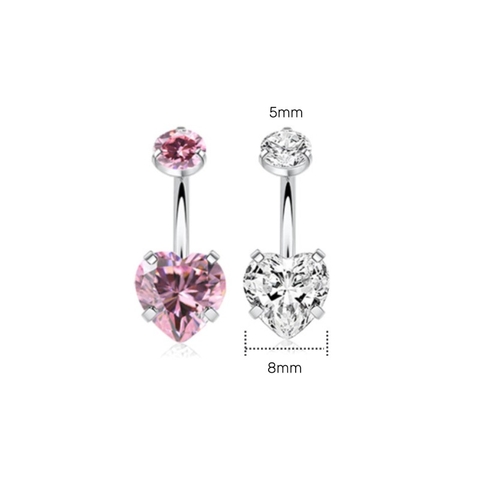 Khuyên rốn trái tim - Titanium (có size ngắn cho lỗ xỏ lành)