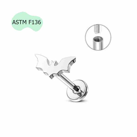 Khuyên thẳng con dơi - Titanium - 1.2*10mm