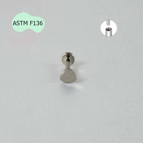 Bông tai trái tim Titanium - 1.2*10mm - Hàng chất lượng 
