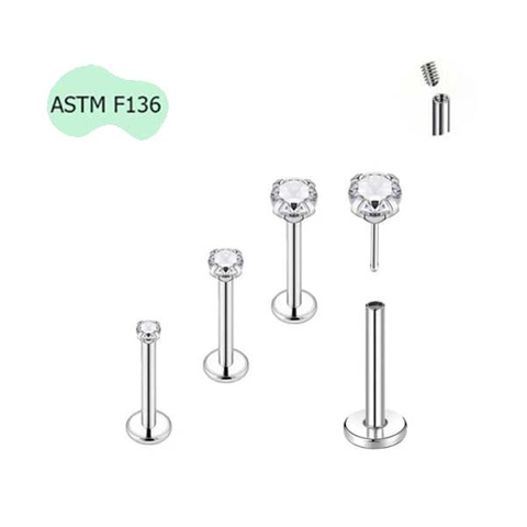 Khuyên Titan mặt đá cơ bản - Chốt nhấn - Có 9 size