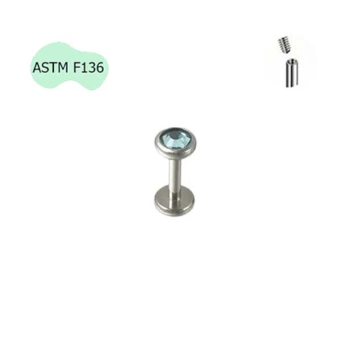 Khuyên tai đính đá bo tròn xinh xắn Titanium - Màu xanh