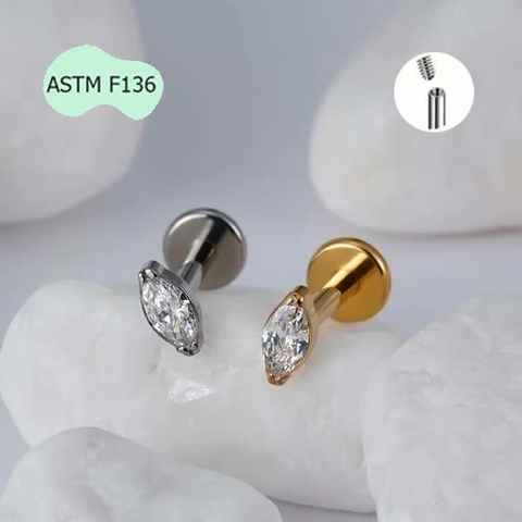Bông tai đá pha lê nhân tạo - Titanium - Có 2 màu