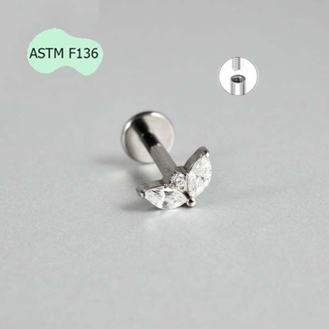 Bông tai cỏ may mắn mini - 2 màu - Titanium
