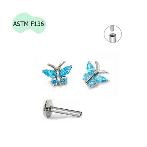 Khuyên tai Titanium Butterfly 1.2*10mm - Có 5 màu