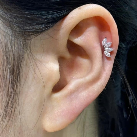 FOUR LEAF EARRING - SILVER - TITANIUM
