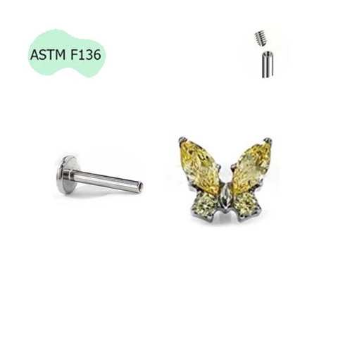 Khuyên tai con bướm lấp lánh - 5 màu - Titanium