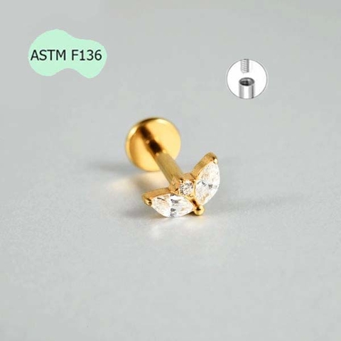 Bông tai cỏ may mắn mini - 2 màu - Titanium