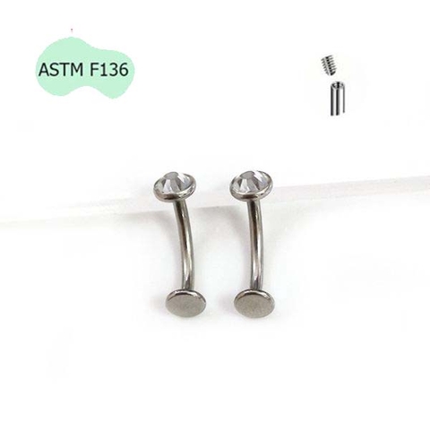 Khuyên rốn nổi Titanium đá trắng - Có 3 size