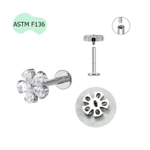 Khuyên tai bông hoa 5 cánh dễ thương Titan F136 - 2 màu