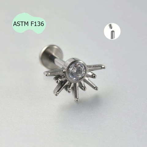 Bông tai mặt trời cổ điển - Titanium - 1.2*8mm