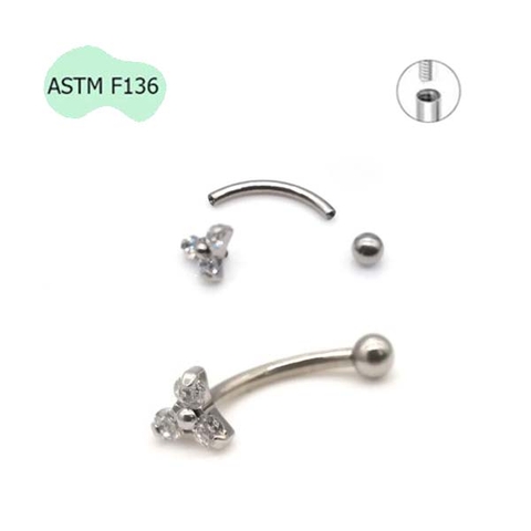 Khuyên Rook bông hoa Titanium - 1.2*8*3mm