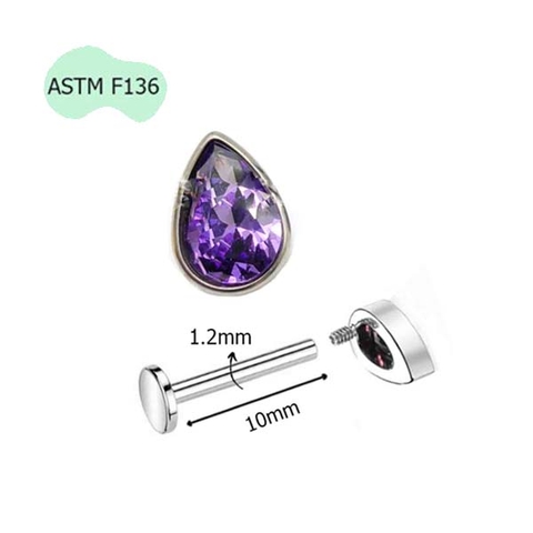 Bông tai giọt nước 3 màu - 1.2*10mm - Titanium
