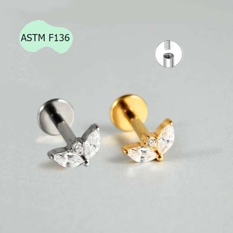Bông tai cỏ may mắn mini - 2 màu - Titanium