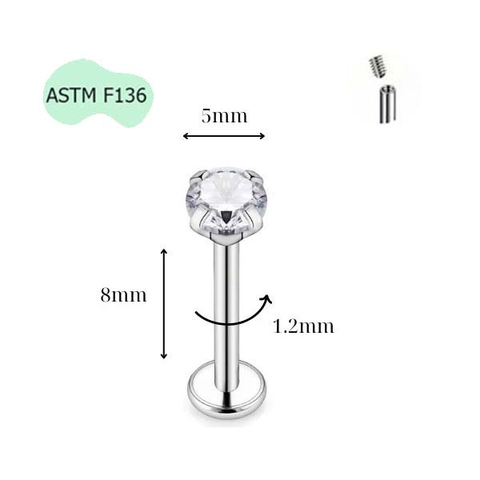 Khuyên thẳng cơ bản ren trong 14 size - Titan