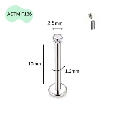 Khuyên thẳng cơ bản ren trong 14 size - Titan