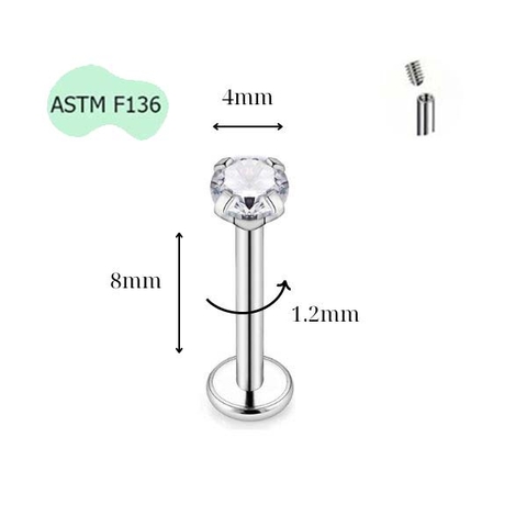 Khuyên thẳng cơ bản ren trong 14 size - Titan