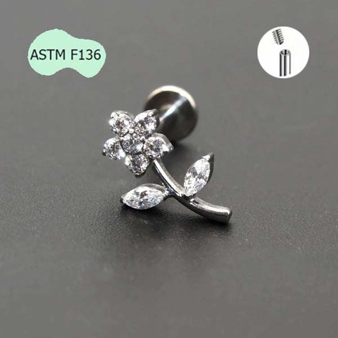 Khuyên tai hình bông hoa xinh xắn - Titanium - 2 màu