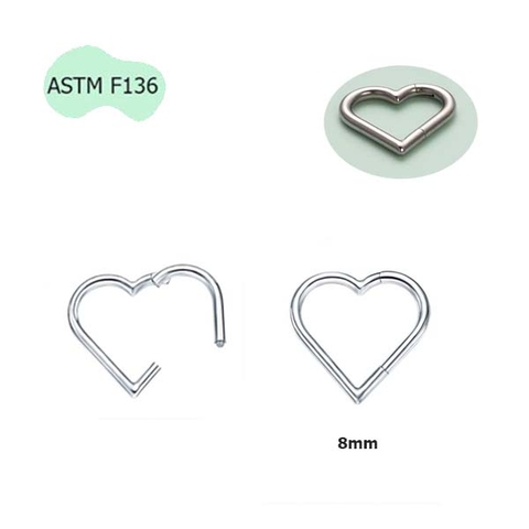 Khuyên Daith ok365cc TITAN hình trái tim siêu đẹp - SILVER