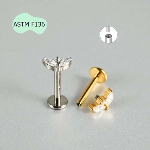 Bông tai cỏ may mắn mini - 2 màu - Titanium