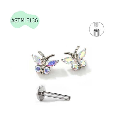 Khuyên tai Titanium Butterfly 1.2*10mm - Có 5 màu