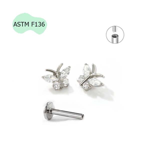 Khuyên tai Titanium Butterfly 1.2*10mm - Có 5 màu