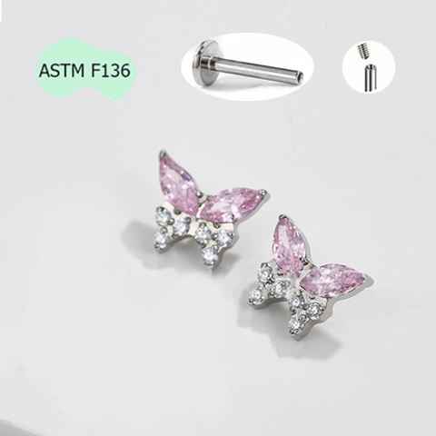 Bông tai Titan hình con bướm - 1.2*10mm - Có 5 màu