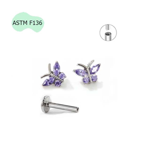 Khuyên tai Titanium Butterfly 1.2*10mm - Có 5 màu