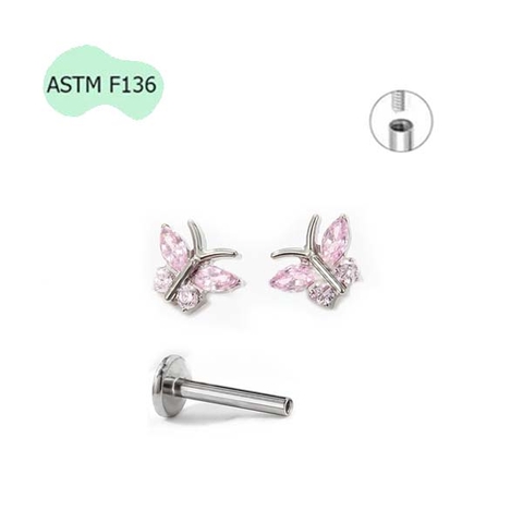 Khuyên tai Titanium Butterfly 1.2*10mm - Có 5 màu