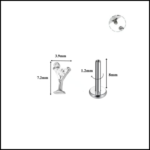 Titanium / Khuyên tai Cocktail Stud - 1.2*8mm