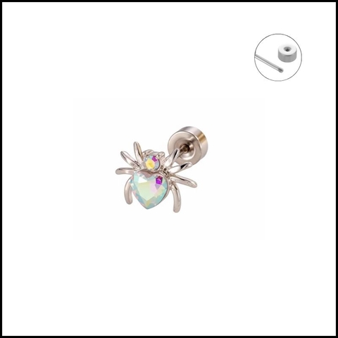 Khuyên tai con nhện đá opal - Hợp kim