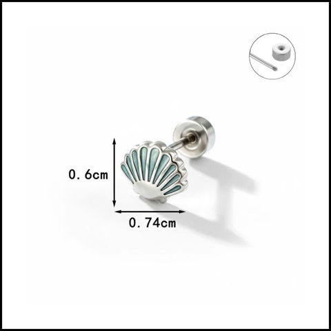 Khuyên tai con sò xanh - Hợp kim