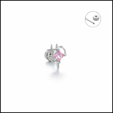 Khuyên tai đá hồng dễ thương - Hợp kim