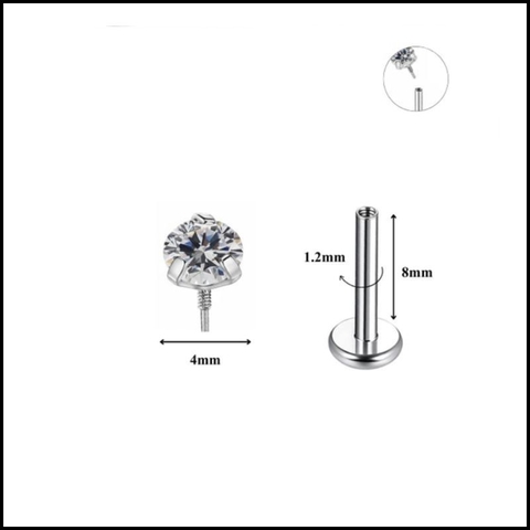 Titanium / Khuyên tai đá tròn basic - 5 size